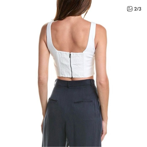 Alice + Olivia Breslin Boned Corset Denim Crop Top White Size 12 NWOT - Picture 2 of 10